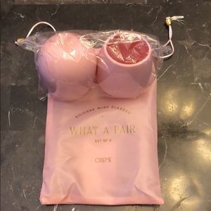 NWT Odeme What A Pair Pink Silicone Wine Glasses